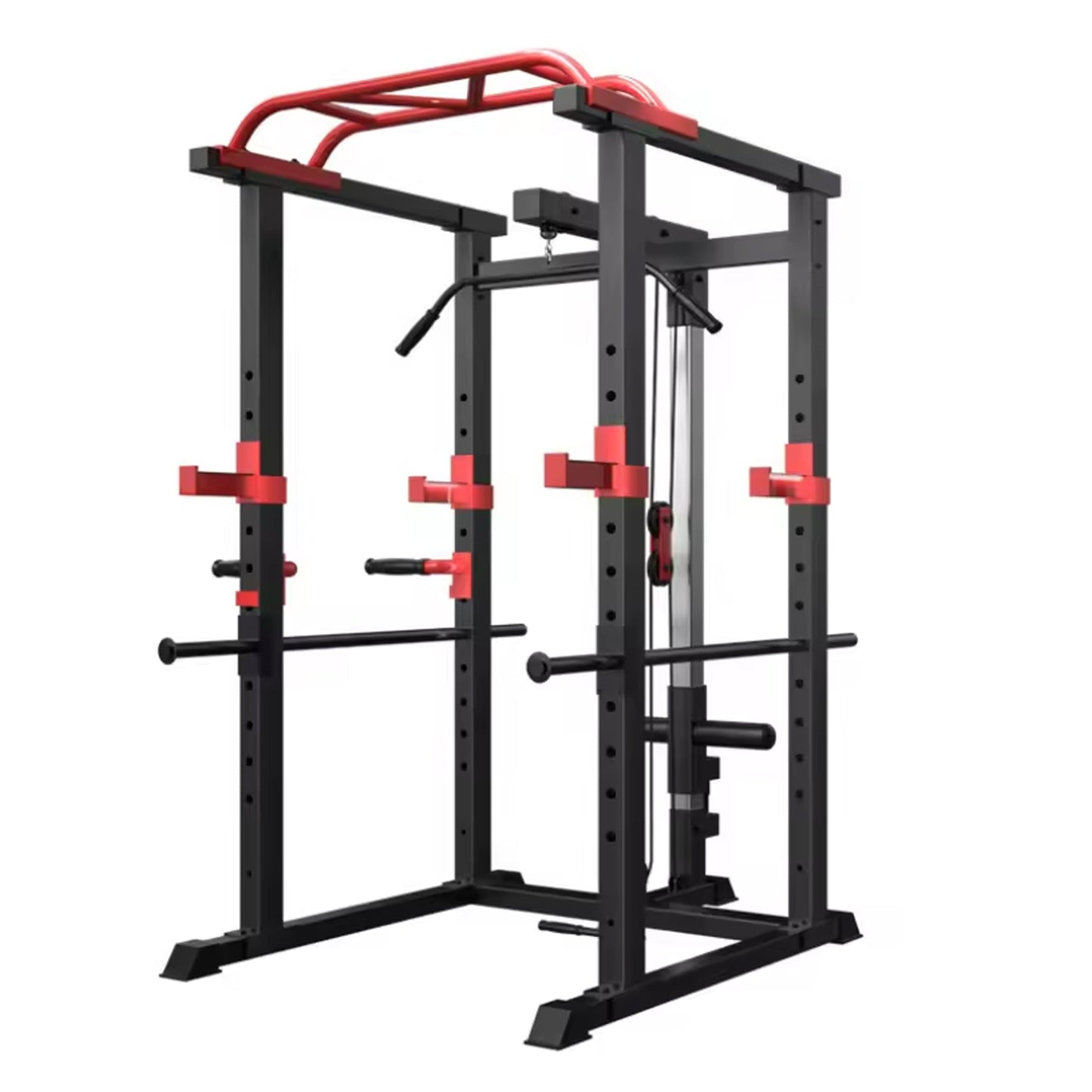 Heavy Duty Power Multi Cage with Pulley System – Adjustable Strength Training Rack with Pull-Up Bar, Safety Arms & Cable Attachments for Full-Body Workouts