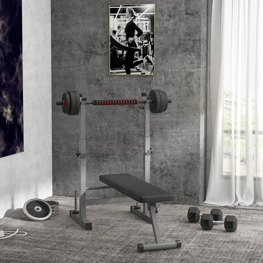 All-in-One Adjustable Workout Bench with Dip Bars & Barbell Support – Foldable Heavy Duty Steel Bench for Total Body Training at Home or in the Gym