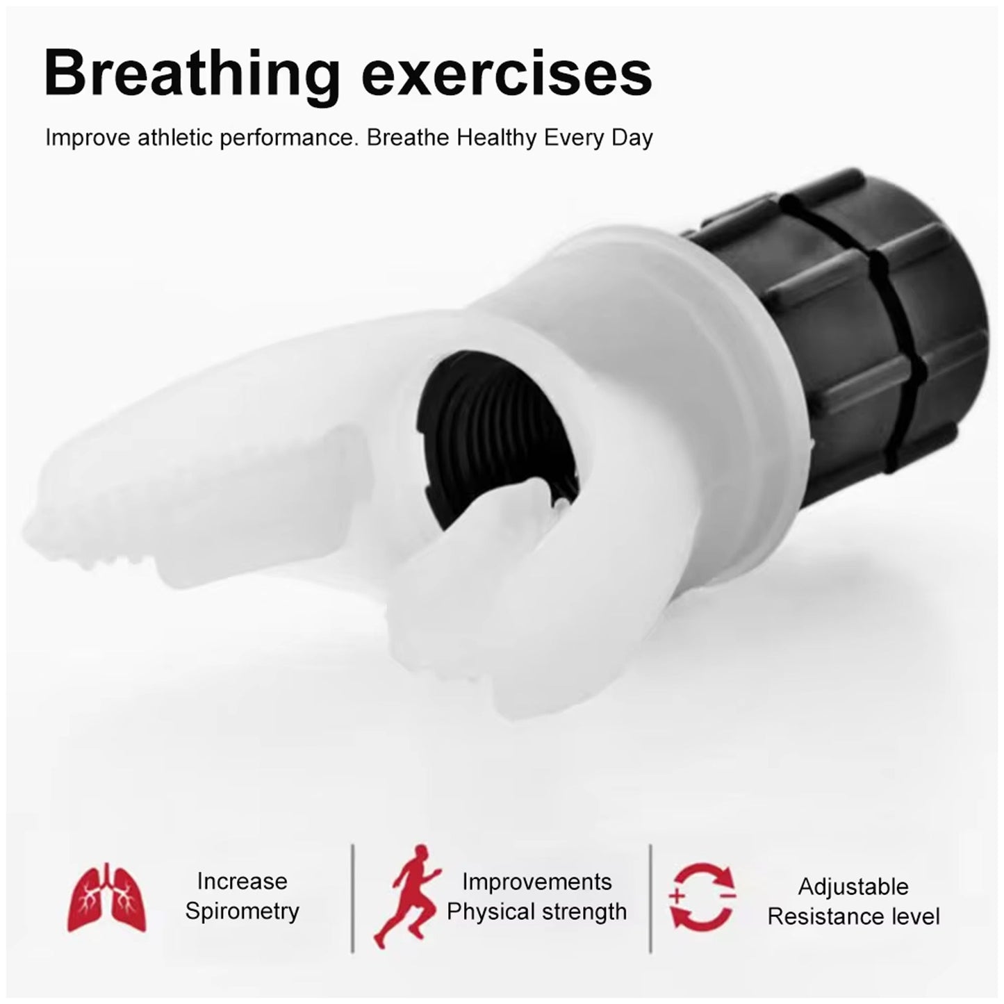 Portable Breath Trainer | Medical Grade Silicone & ABS | Adjustable Resistance Lung Exerciser for Stamina, Respiratory Therapy & Mucus Clearing | Compact Home & Travel Device