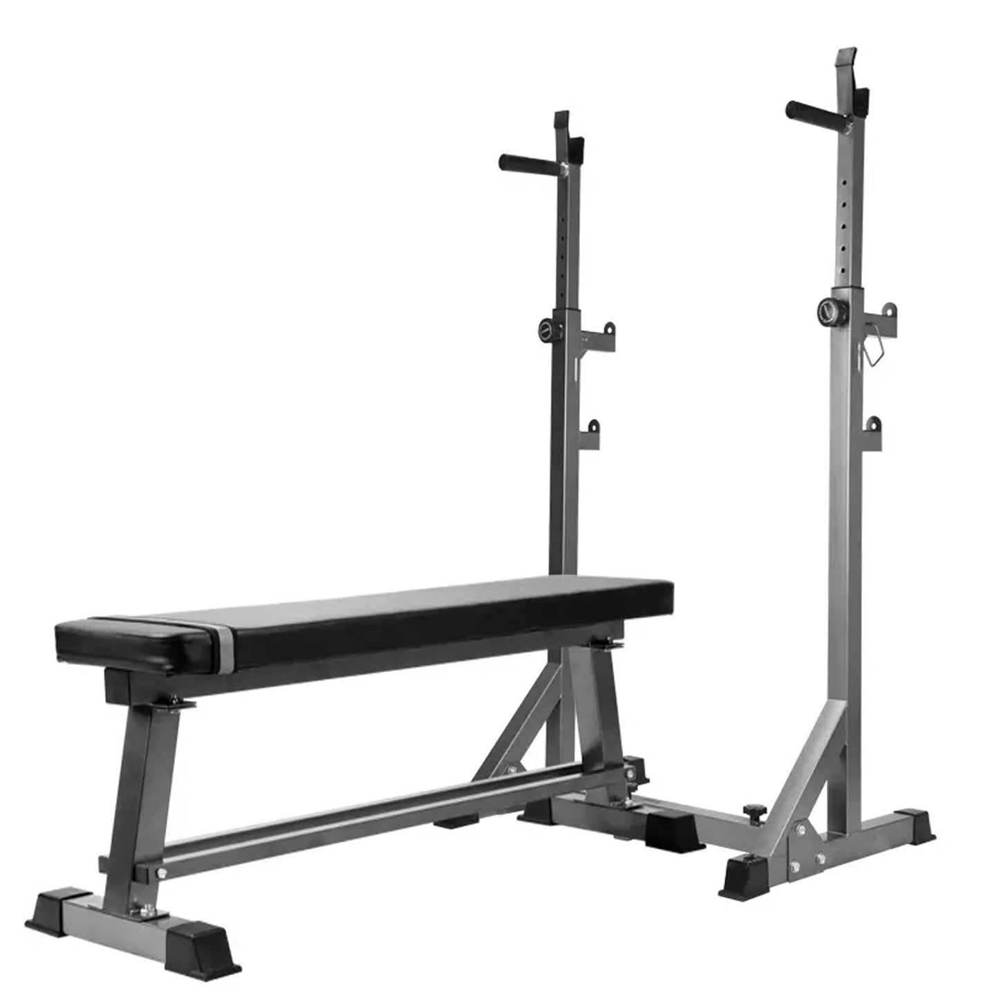 Adjustable Half Squat Rack with Dip Station, Spotters, 6ft/7ft Barbell & Tri-Grip Weight Plates – 200kg Capacity, Heavy-Duty Steel – Full Strength Setup for Home Gyms