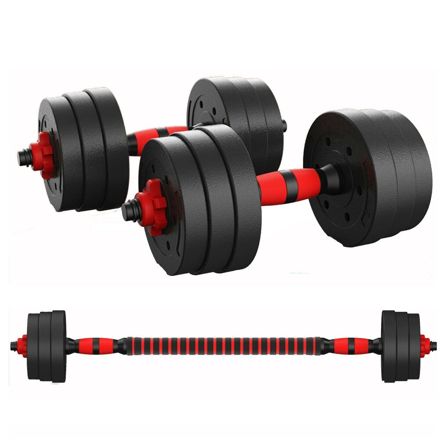 Adjustable Dumbbell Barbell Set 20–30 kg, Vinyl‑Coated, Ergonomic Grip, 2‑in‑1 Dumbbell & Barbell for Strength Training Home Gym