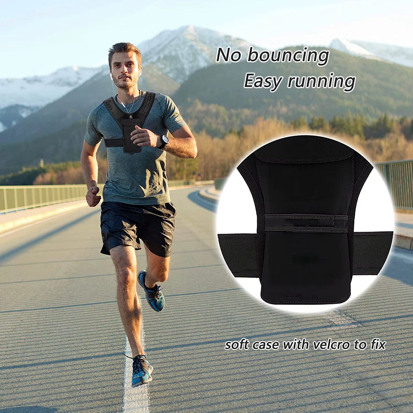 Lightweight Reflective Running Hydration Vest with Phone Holder, Adjustable Neoprene Straps for Safe Jogging, High‑Vis Visibility for Home Fitness