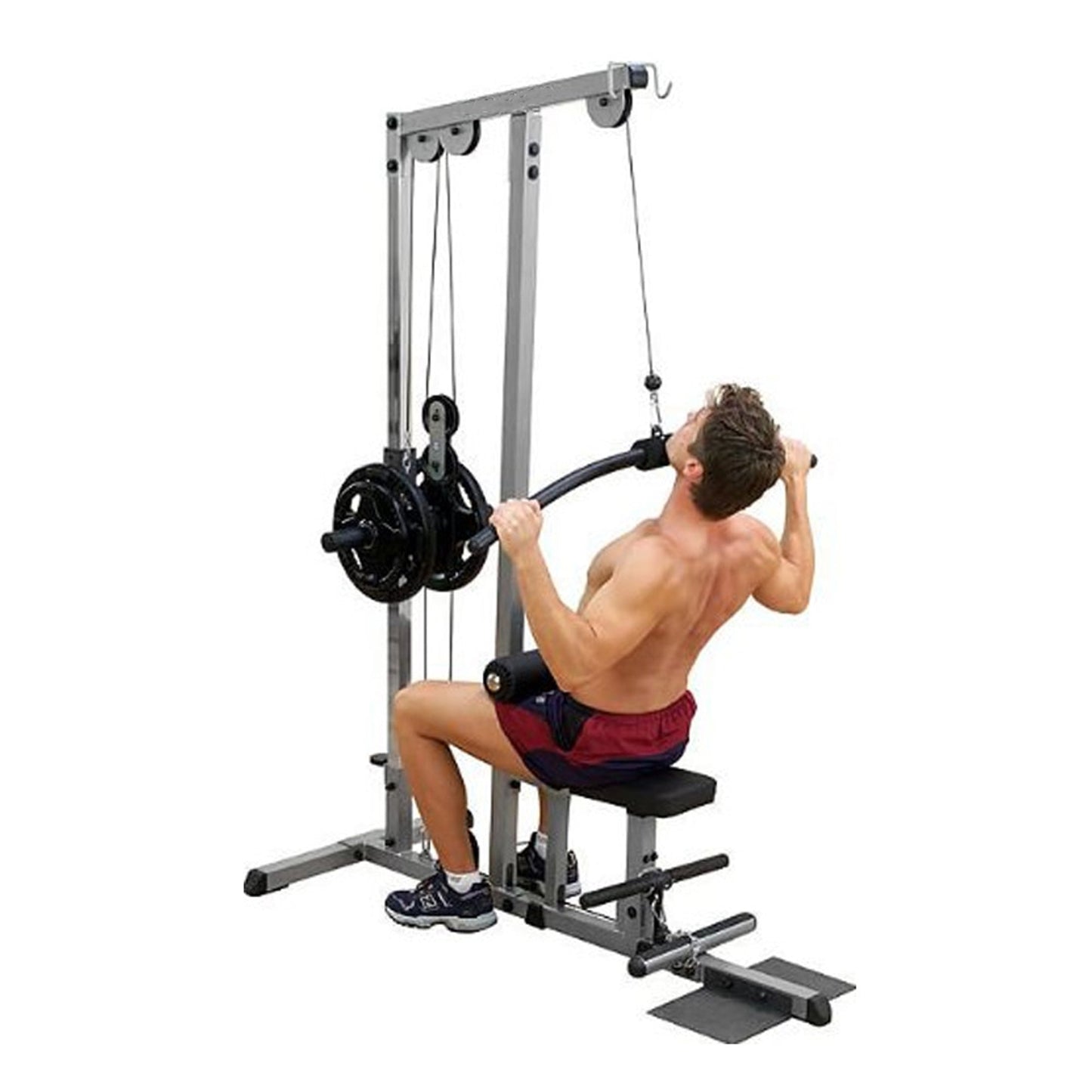 Heavy Duty LAT Pull Down Station with Adjustable Seat – Full Body Cable Trainer Featuring High and Low Pulleys for Home Workouts