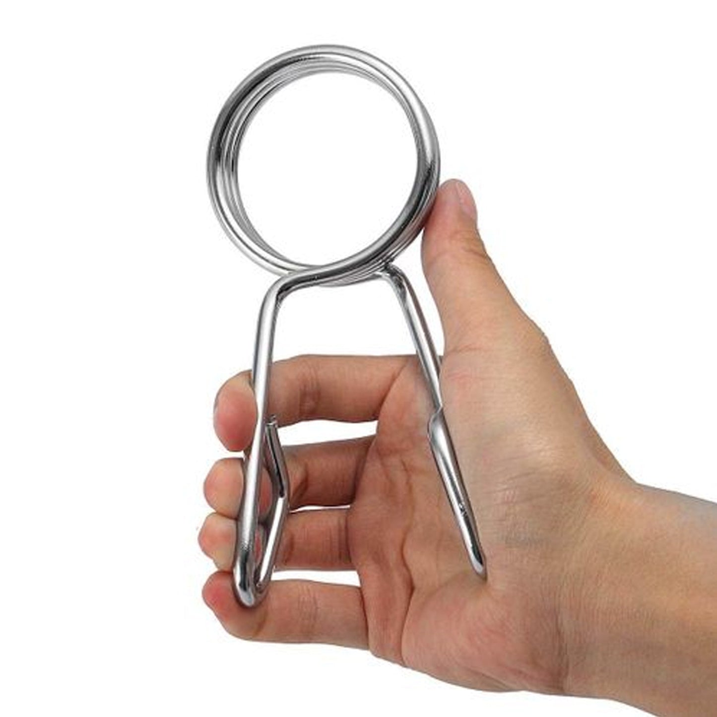 Chrome Olympic Spring Collars for 2" Bars (Pair) – Fast & Secure Barbell Clips for Weightlifting, CrossFit, and Strength Training in Any Gym Setting