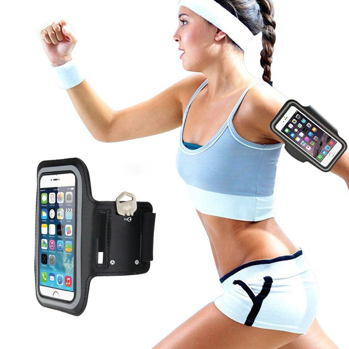 Waterproof Sports Armband Phone Holder with Reflective Strip – Secure, Sweat-Resistant Fit for Running, Gym, Cycling & Outdoor Workouts (Fits up to 7.0")