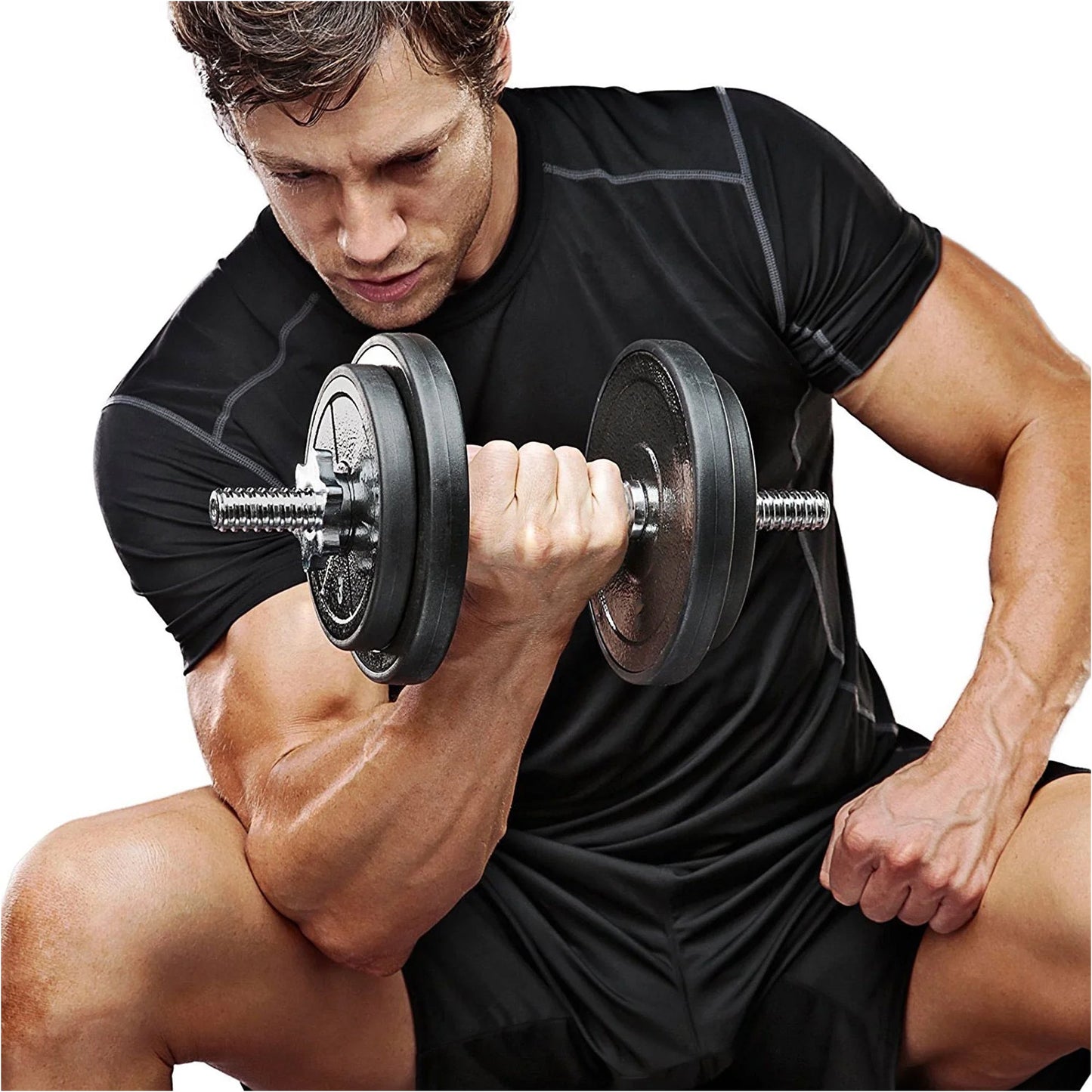 Adjustable 65 kg Dumbbell & Barbell Set – Cast-Iron, Knurled Grip, 2-in-1 Strength Training Kit for Home Gym Workouts