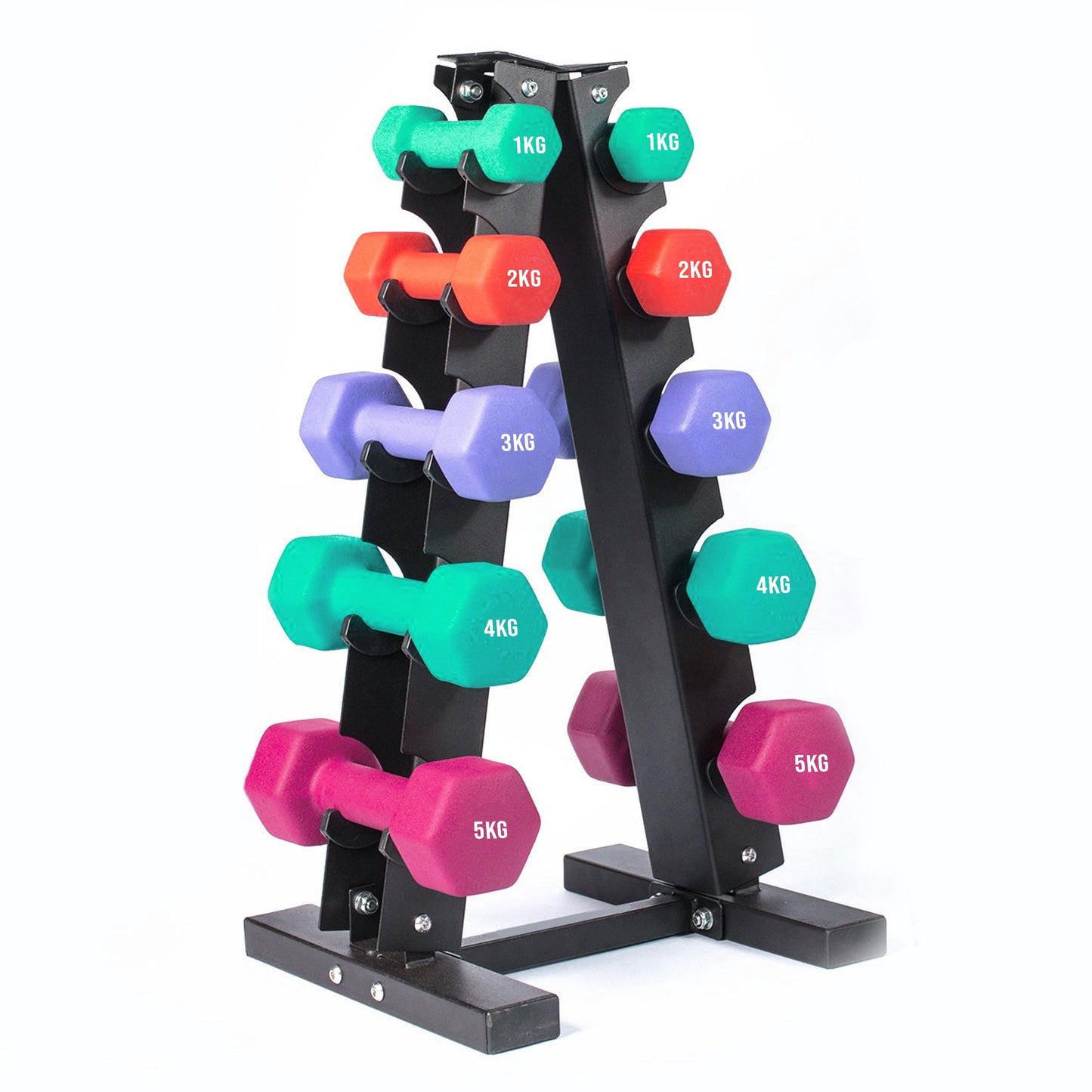 Compact Neoprene Dumbbell Tree Rack – 3-Tier & 5-Tier Vertical Weight Stand for Space-Saving, Stable Storage in Home & Commercial Gyms