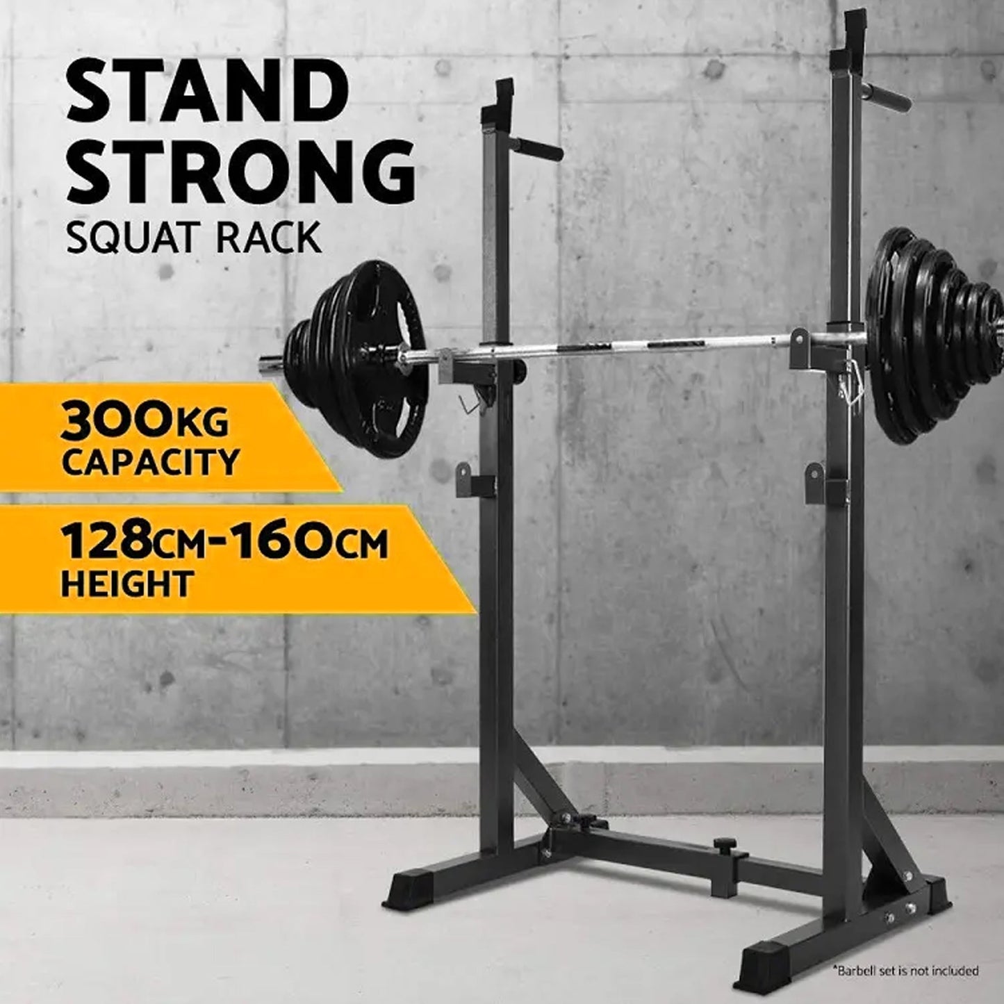 Adjustable Half Squat Rack with Dip Station, Spotters, 6ft/7ft Barbell & Tri-Grip Weight Plates – 200kg Capacity, Heavy-Duty Steel – Full Strength Setup for Home Gyms