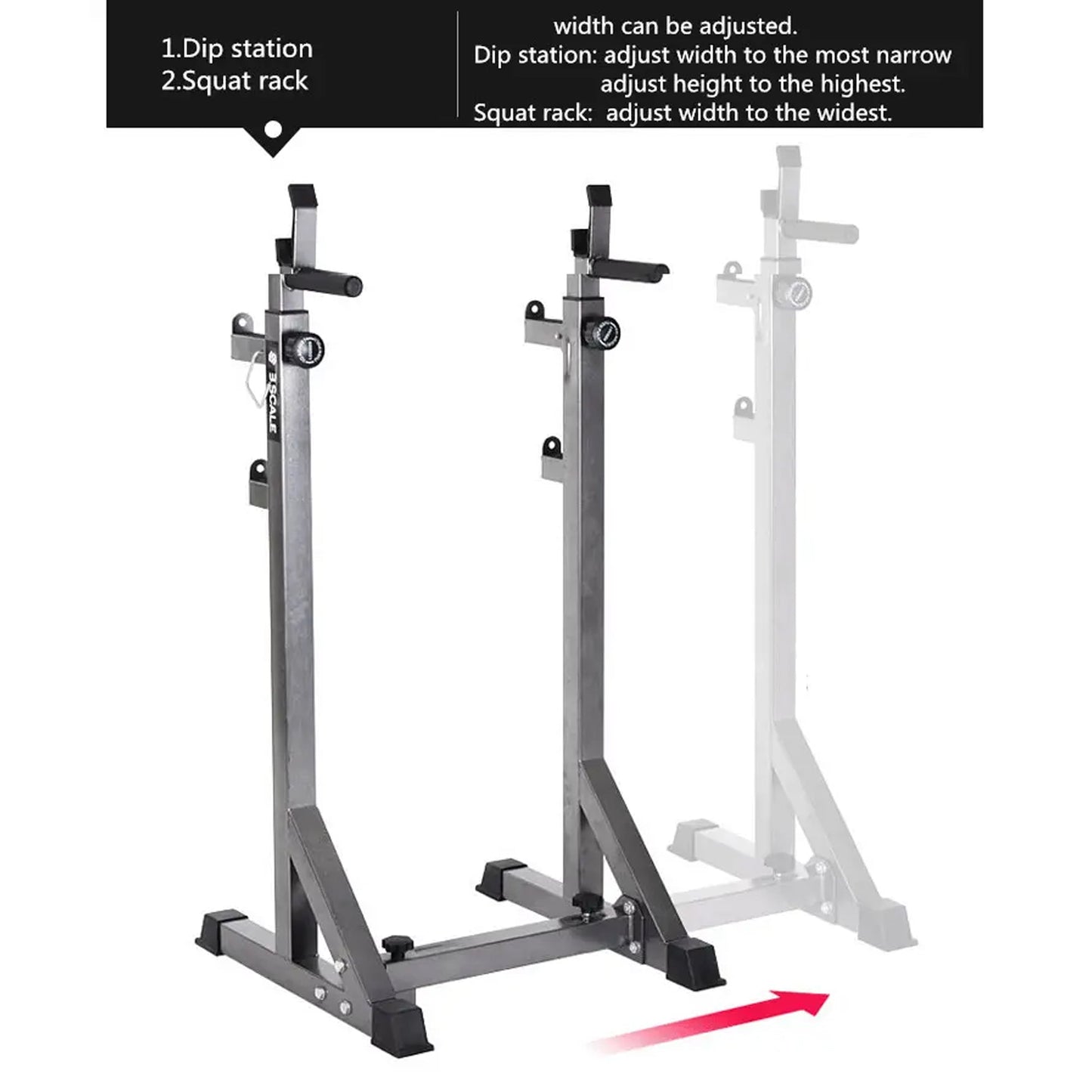 Adjustable Half Squat Rack with Dip Station, Spotters, 6ft/7ft Barbell & Tri-Grip Weight Plates – 200kg Capacity, Heavy-Duty Steel – Full Strength Setup for Home Gyms