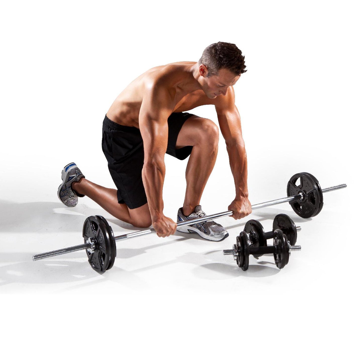 Adjustable 65 kg Dumbbell & Barbell Set – Cast-Iron, Knurled Grip, 2-in-1 Strength Training Kit for Home Gym Workouts