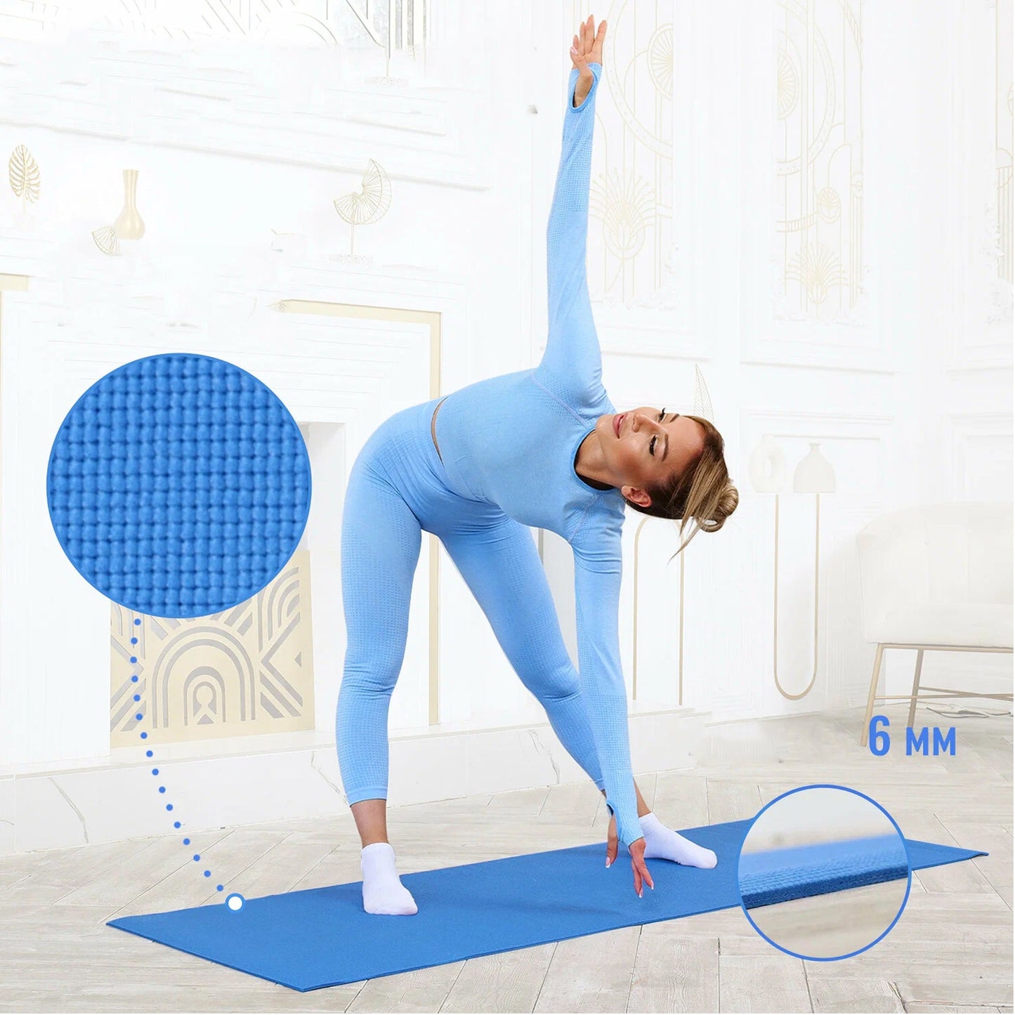 15mm Extra Thick NBR Foam Yoga Mat – Non‑Slip, Joint‑Protective, Eco‑Friendly Exercise & Pilates Mat with Carry Strap for Home Gym