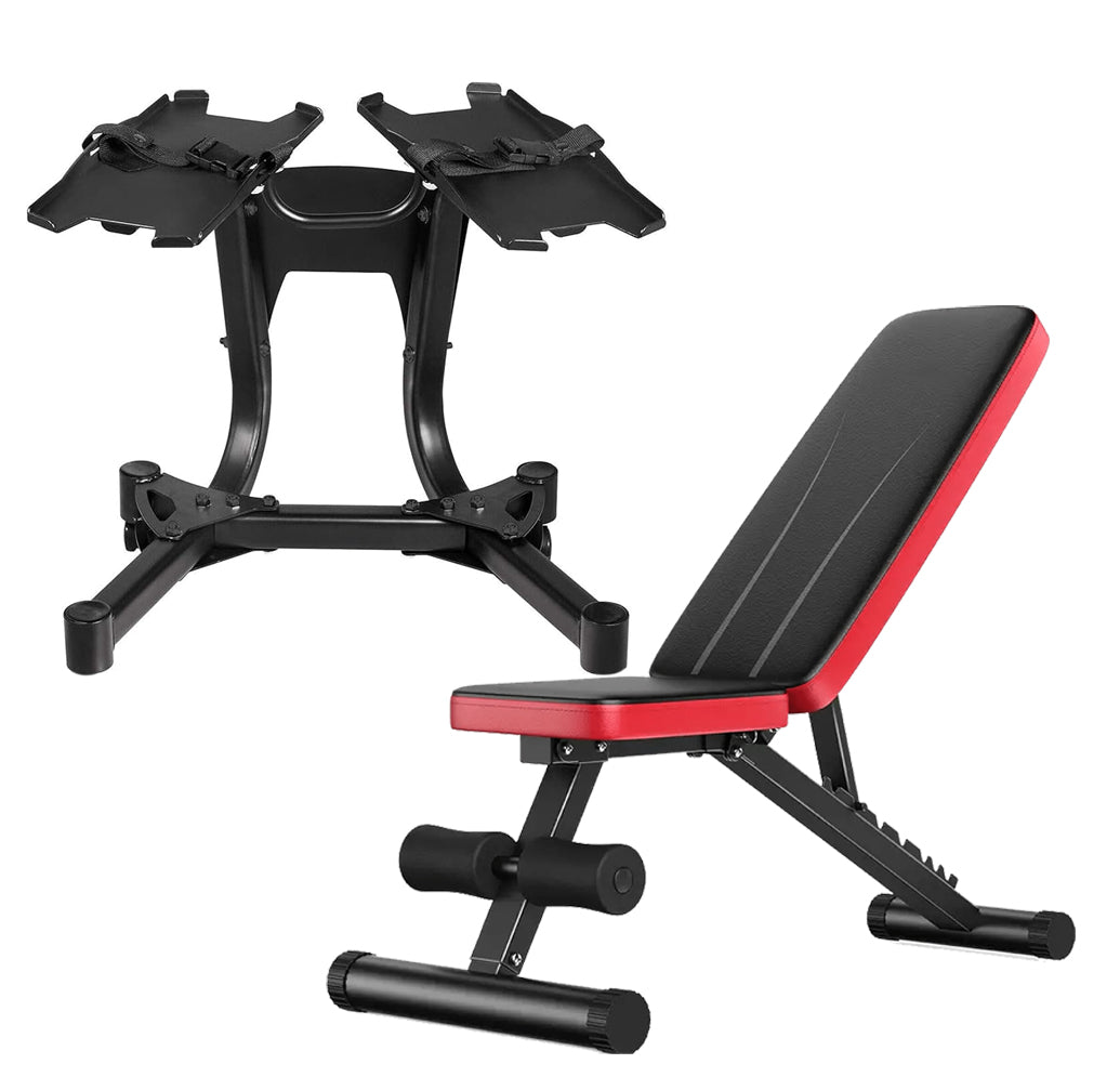 Transform Your Home Workouts with 24kg 15-in-1 Adjustable Dumbbells | Quick Dial System | Space-Saving Design | Optional Bench & Stand for Full Training