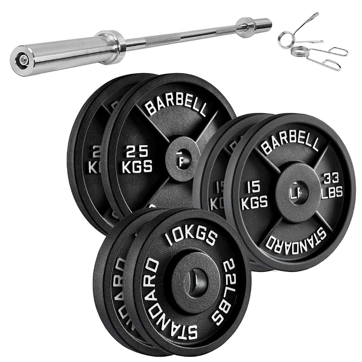 Durable Cast Iron Weight Plates for Home & Commercial Gyms – Standard 2" Hole for Olympic Barbells, Compact Design for Powerlifting, Bodybuilding & Full-Body Strength Training