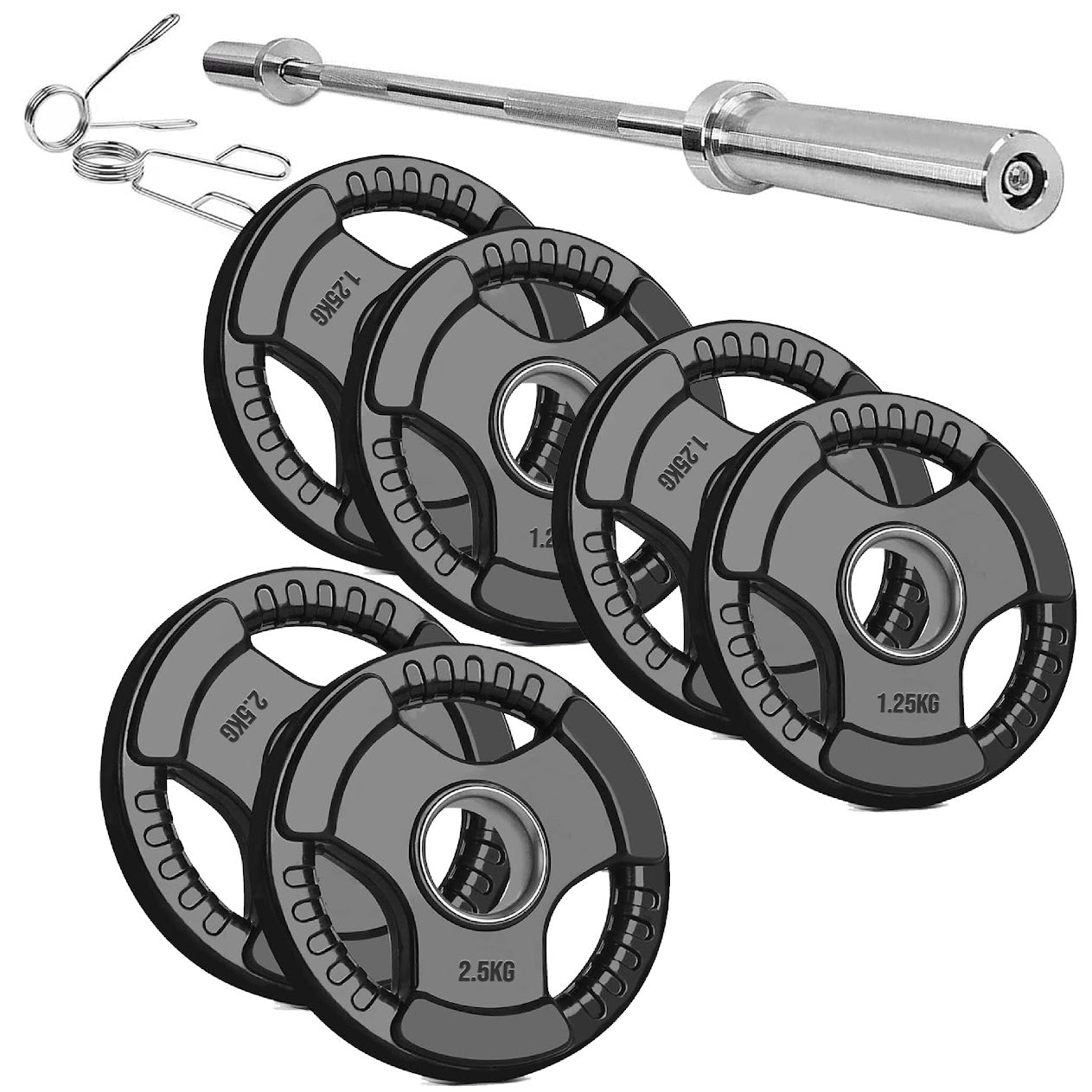Heavy Duty Tri-Grip Olympic Weight Plates – Rubber Coated & Cast Iron, 2" Hole, Ergonomic Handles, Floor Safe, for Home Gym & Commercial Training Use