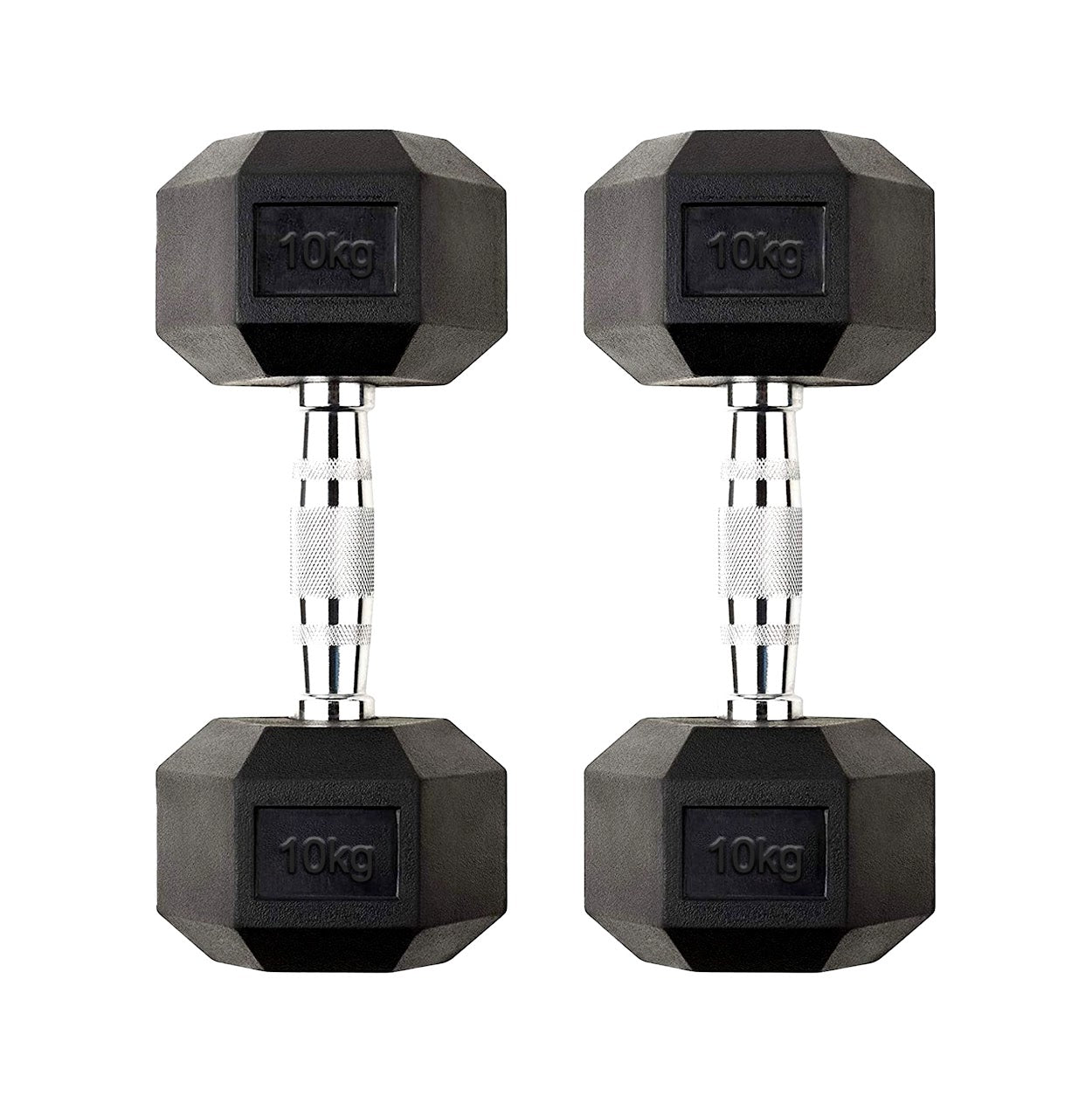 Hex Dumbbells 2.5kg–60kg Pairs & Sets – Rubber-Coated Anti-Roll Weights with Knurled Steel Grip – Strength Training Dumbbell Set for Home Gym or Studio