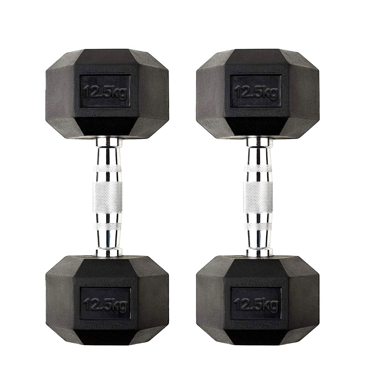 Hex Dumbbells 2.5kg–60kg Pairs & Sets – Rubber-Coated Anti-Roll Weights with Knurled Steel Grip – Strength Training Dumbbell Set for Home Gym or Studio