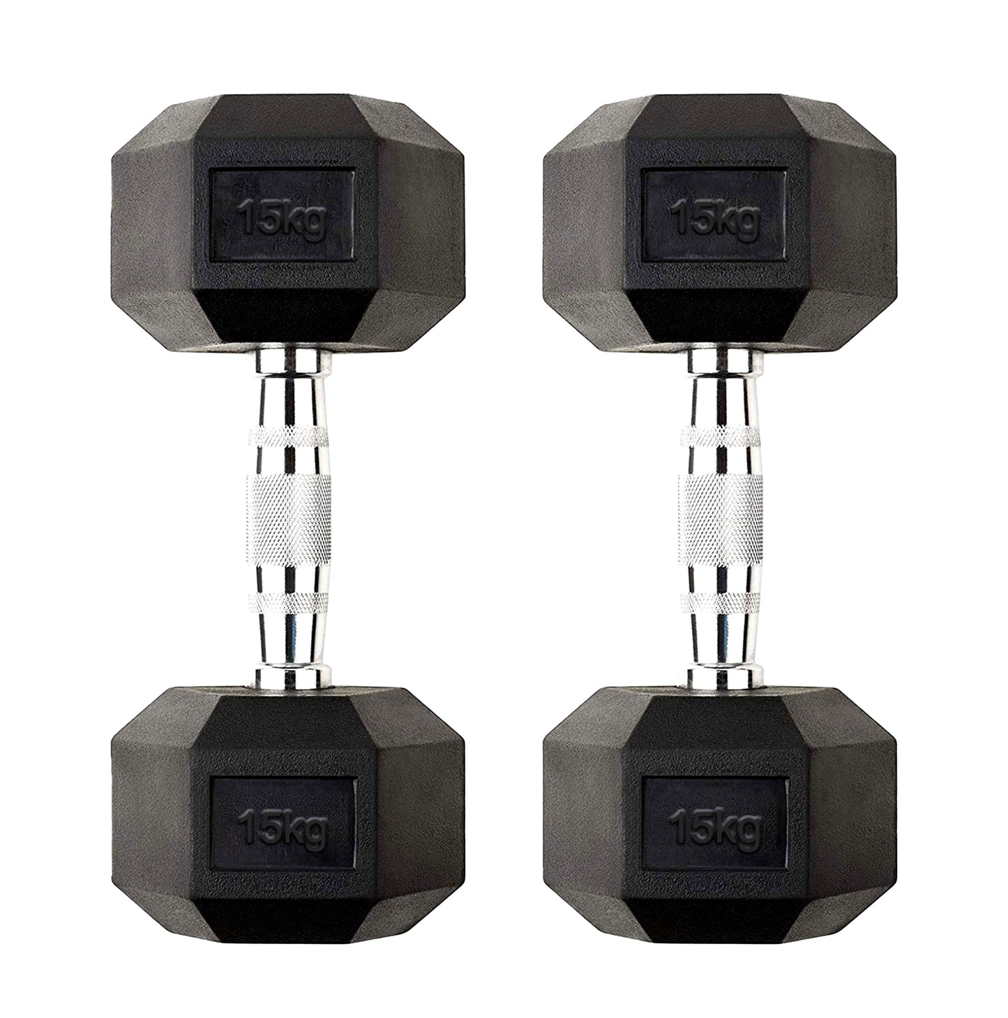 15kg Hex Dumbbells with Rubber Coating and Anti-Roll Design for Strength Training, Durable Cast Iron Weights Perfect for Home Gyms & Full Body Workouts
