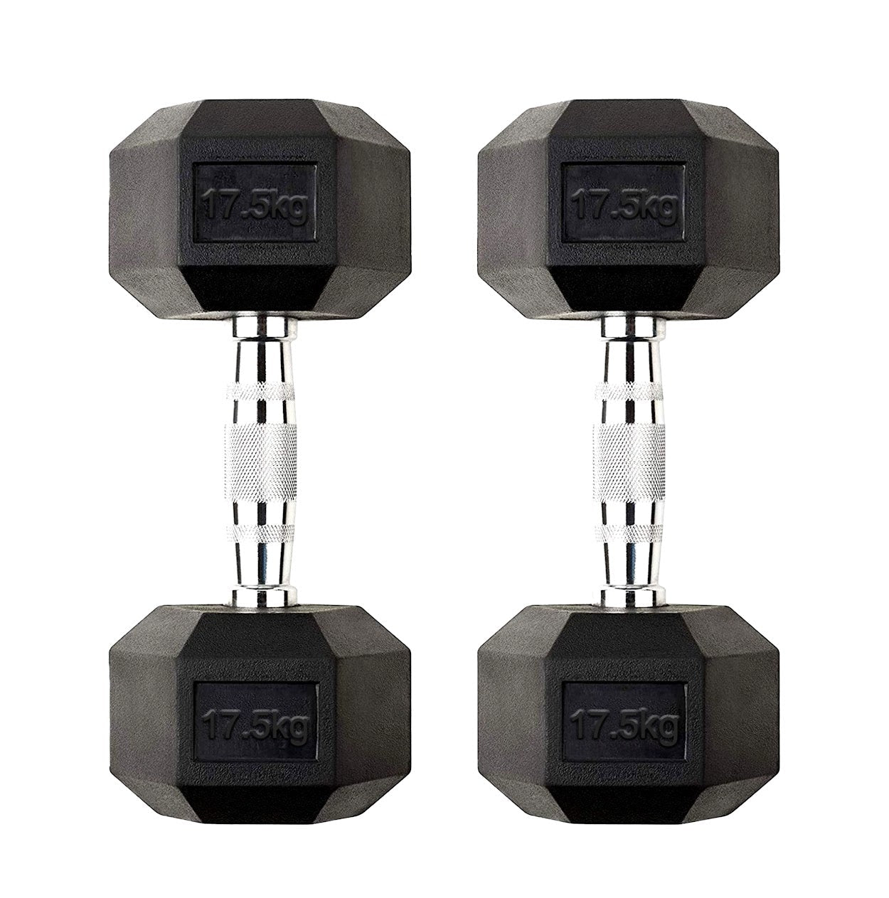 Hex Dumbbells 2.5kg–60kg Pairs & Sets – Rubber-Coated Anti-Roll Weights with Knurled Steel Grip – Strength Training Dumbbell Set for Home Gym or Studio