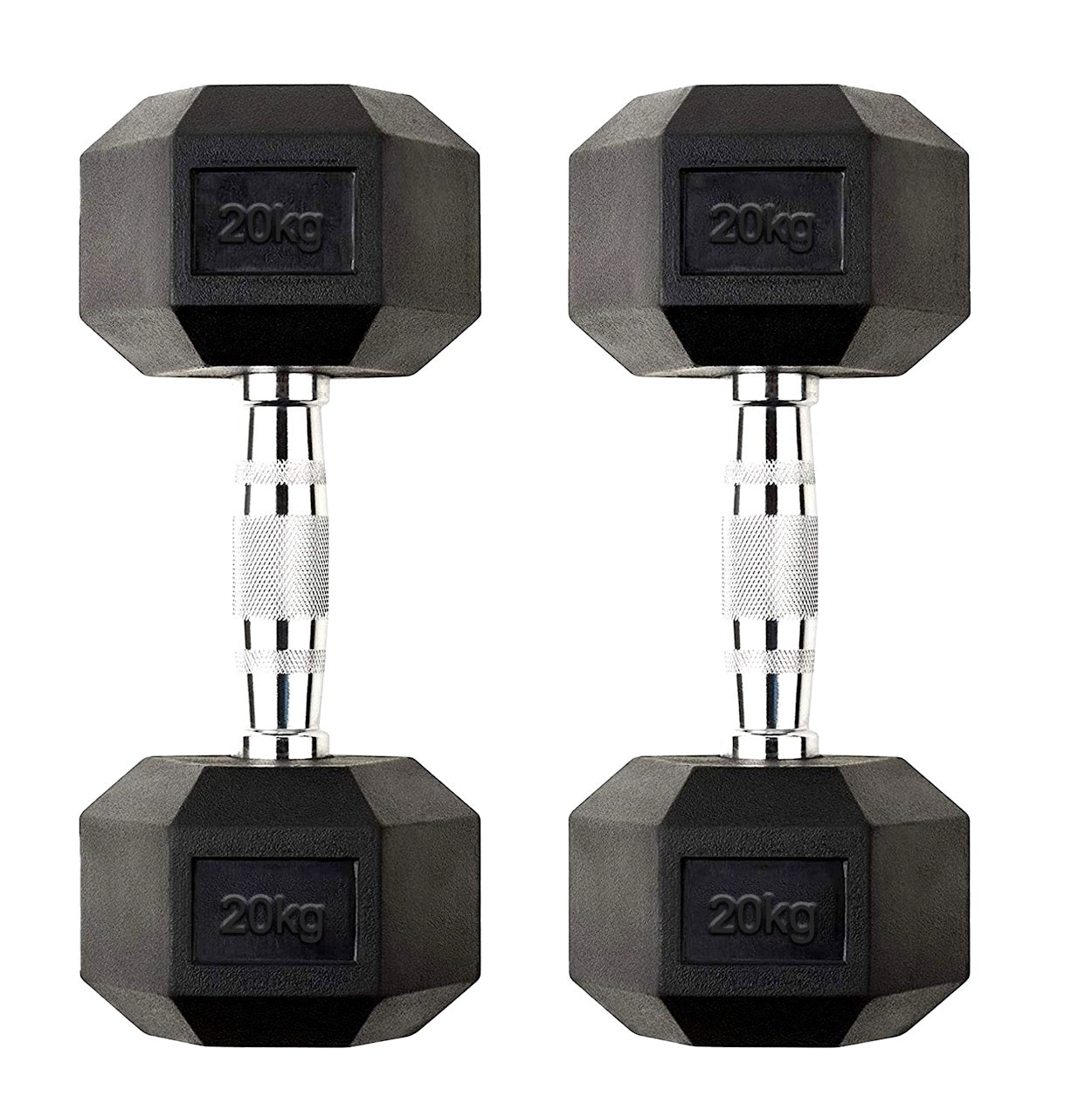 Hex Dumbbells 2.5kg–60kg Pairs & Sets – Rubber-Coated Anti-Roll Weights with Knurled Steel Grip – Strength Training Dumbbell Set for Home Gym or Studio