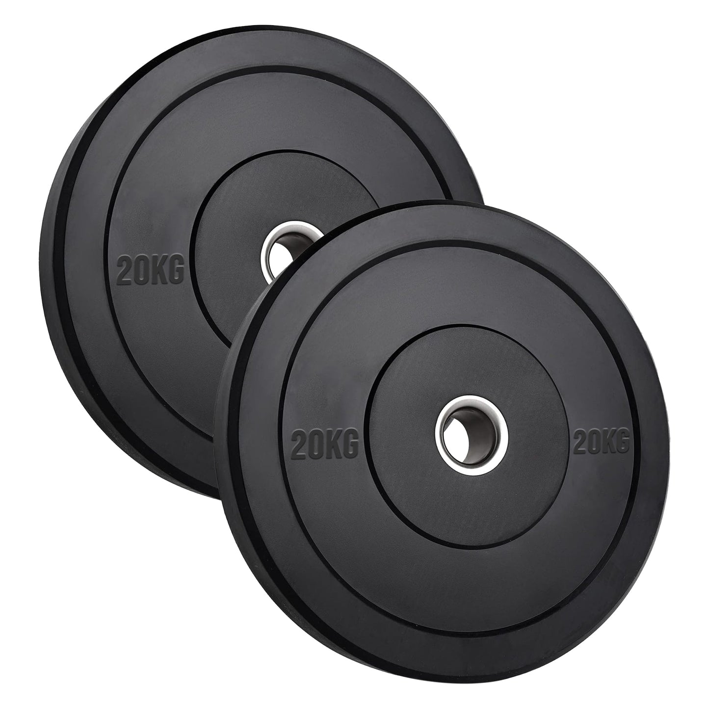 Durable Olympic Rubber Bumper Plates – Heavy Duty 2" Weight Plates for Strength Training, CrossFit & Lifting | Low Bounce, Floor Safe Design in Singles, Pairs & Sets