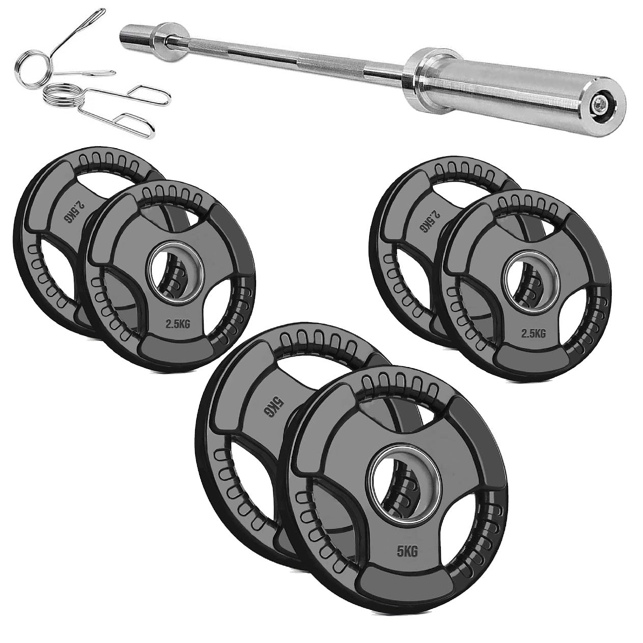 Heavy Duty Tri-Grip Olympic Weight Plates – Rubber Coated & Cast Iron, 2" Hole, Ergonomic Handles, Floor Safe, for Home Gym & Commercial Training Use