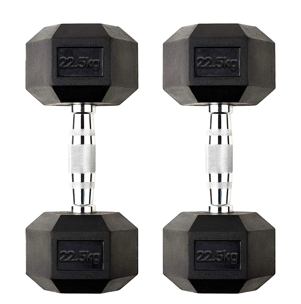 Hex Dumbbells 2.5kg–60kg Pairs & Sets – Rubber-Coated Anti-Roll Weights with Knurled Steel Grip – Strength Training Dumbbell Set for Home Gym or Studio