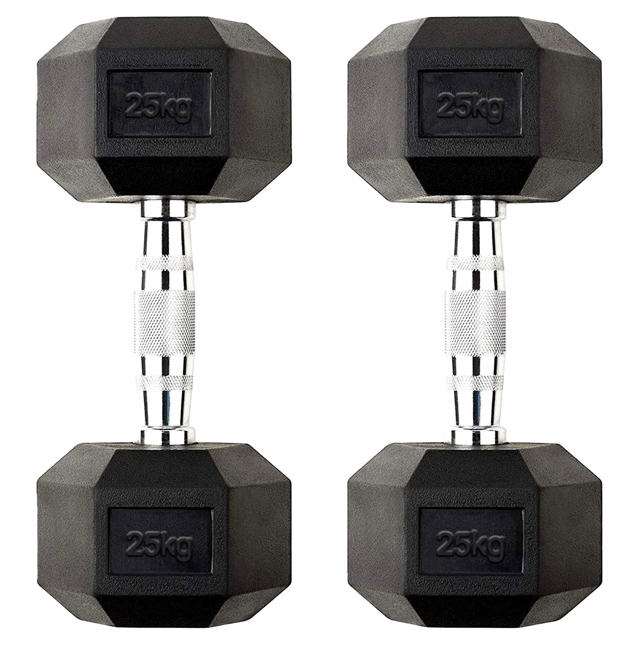 Hex Dumbbells 2.5kg–60kg Pairs & Sets – Rubber-Coated Anti-Roll Weights with Knurled Steel Grip – Strength Training Dumbbell Set for Home Gym or Studio