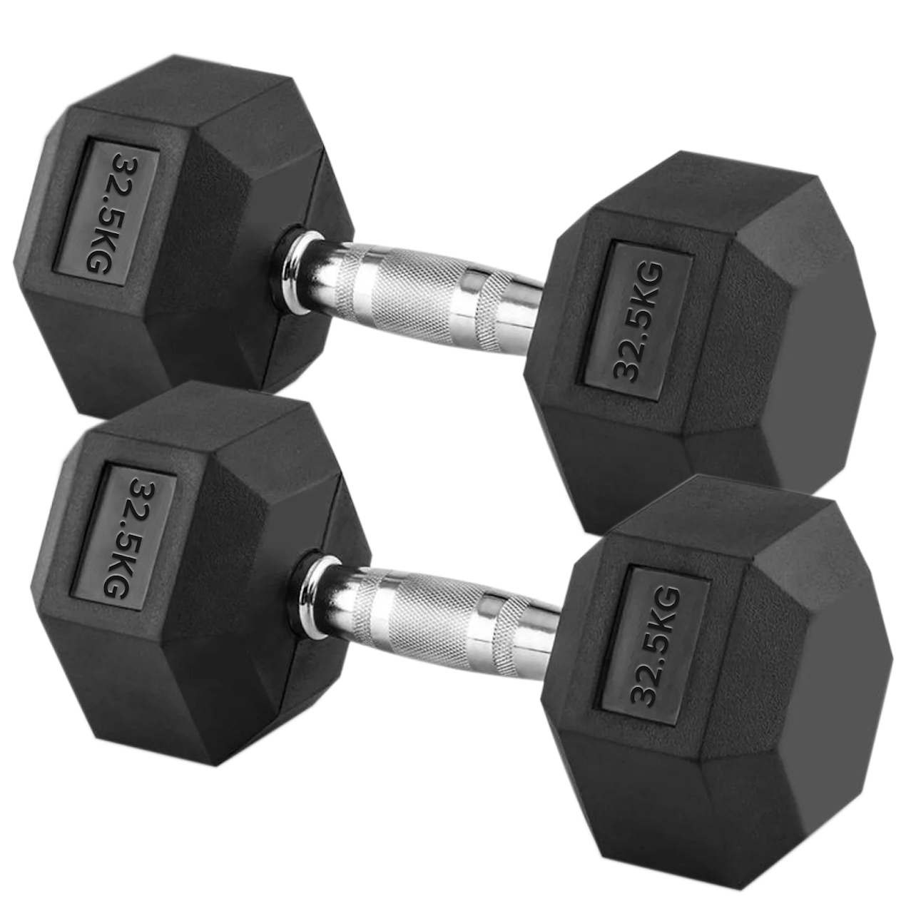 Hex Dumbbells 2.5kg–60kg Pairs & Sets – Rubber-Coated Anti-Roll Weights with Knurled Steel Grip – Strength Training Dumbbell Set for Home Gym or Studio