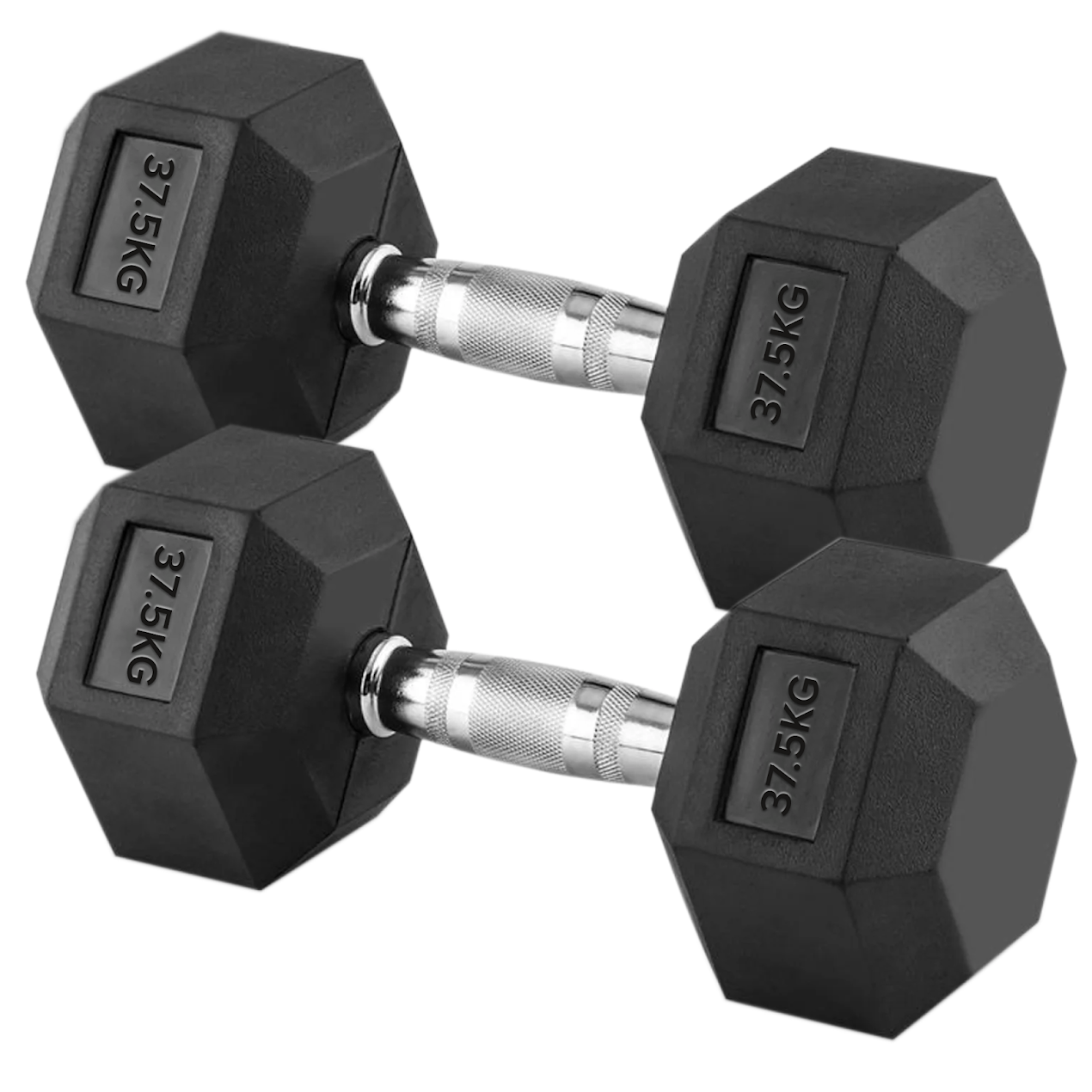 Hex Dumbbells 2.5kg–60kg Pairs & Sets – Rubber-Coated Anti-Roll Weights with Knurled Steel Grip – Strength Training Dumbbell Set for Home Gym or Studio