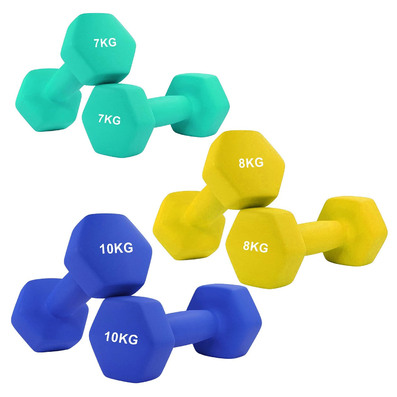 Neoprene Hex Dumbbells – Non-Slip Anti Roll Weights with Soft Grip | Available in Singles, Pairs & Full Sets | Ideal for Home Workouts & Gym Training