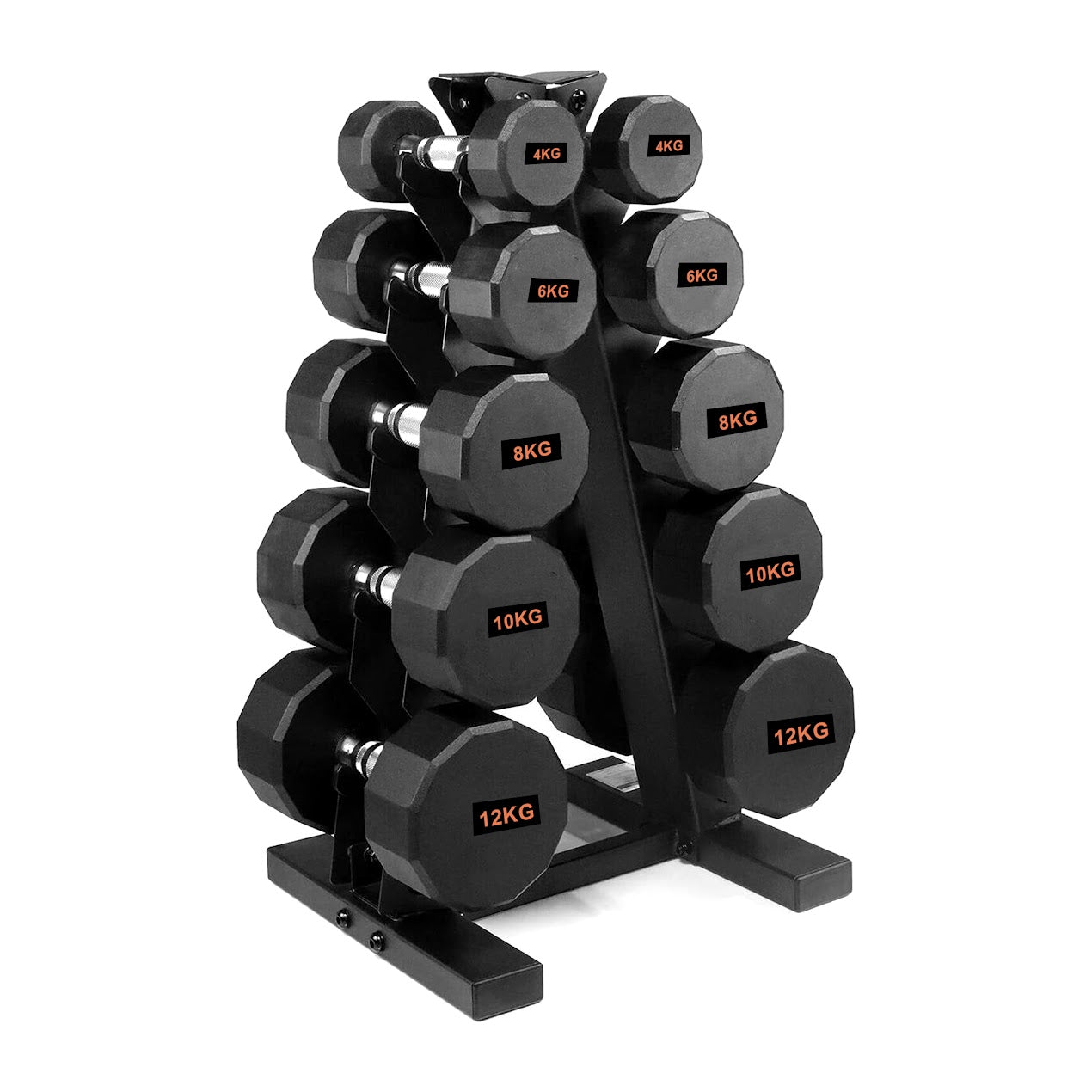 Round Hex Dumbbells with Anti-Roll Design – Rubber Coated Weights for Safe, Quiet Workouts with Ergonomic Grip | Available in Singles, Pairs & Full Sets