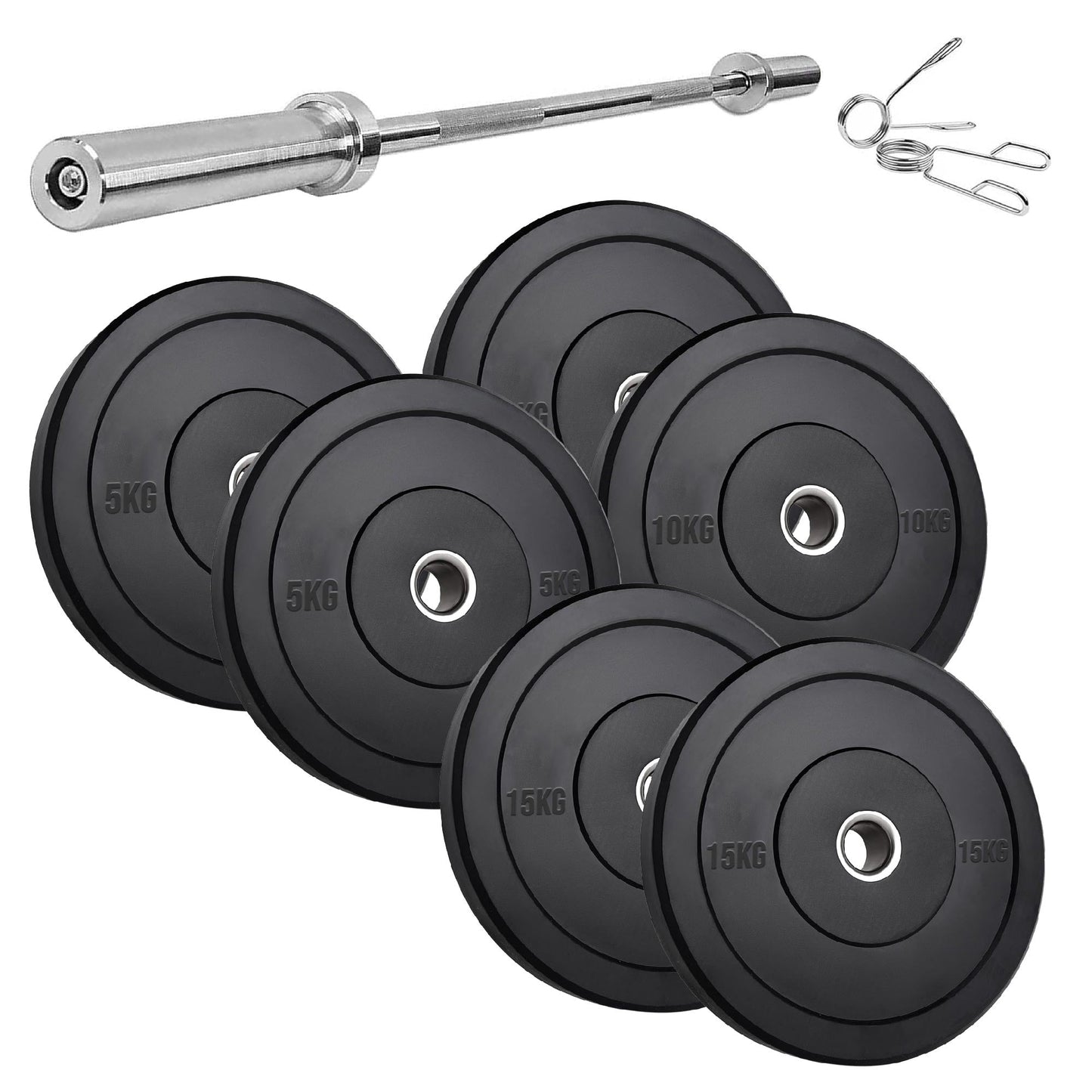 Durable Olympic Rubber Bumper Plates – Heavy Duty 2" Weight Plates for Strength Training, CrossFit & Lifting | Low Bounce, Floor Safe Design in Singles, Pairs & Sets