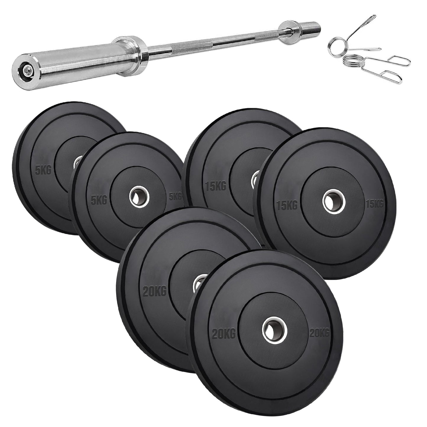 Durable Olympic Rubber Bumper Plates – Heavy Duty 2" Weight Plates for Strength Training, CrossFit & Lifting | Low Bounce, Floor Safe Design in Singles, Pairs & Sets