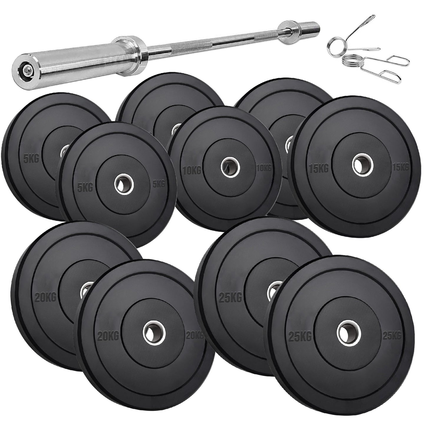 Durable Olympic Rubber Bumper Plates – Heavy Duty 2" Weight Plates for Strength Training, CrossFit & Lifting | Low Bounce, Floor Safe Design in Singles, Pairs & Sets