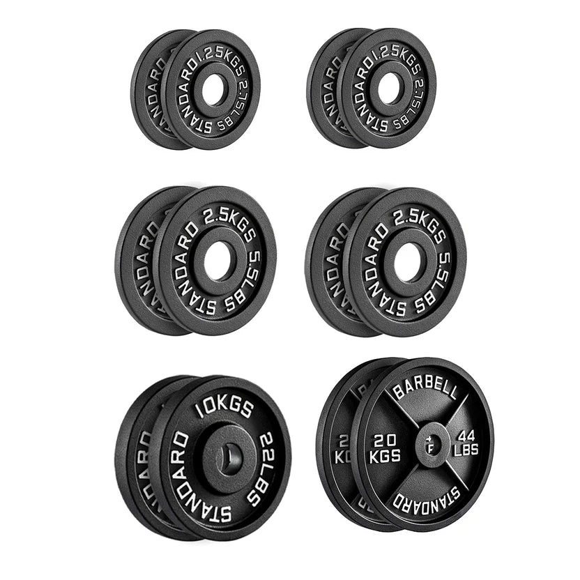 Cast Iron Weight Plates Pro Set – Rubber Coated Home Gym Barbell Discs