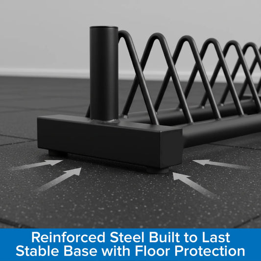 Portable Horizontal Plate Rack with Wheels, Heavy-Duty Steel Barbell & Weight Plate Storage Stand for Olympic & Standard Plates Home Gym