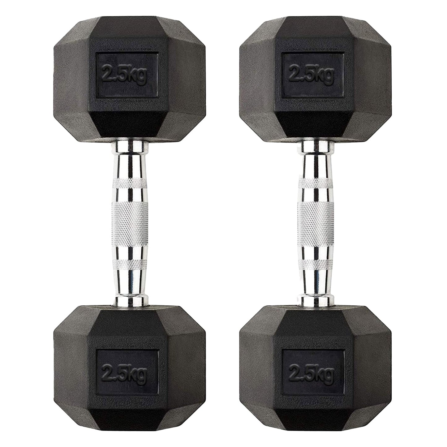 Lightweight 2.5kg Hex Dumbbells with Rubber Coating & Anti Roll Design – Comfortable Chrome Handles for Beginners, Rehab & Home Strength Training Workouts