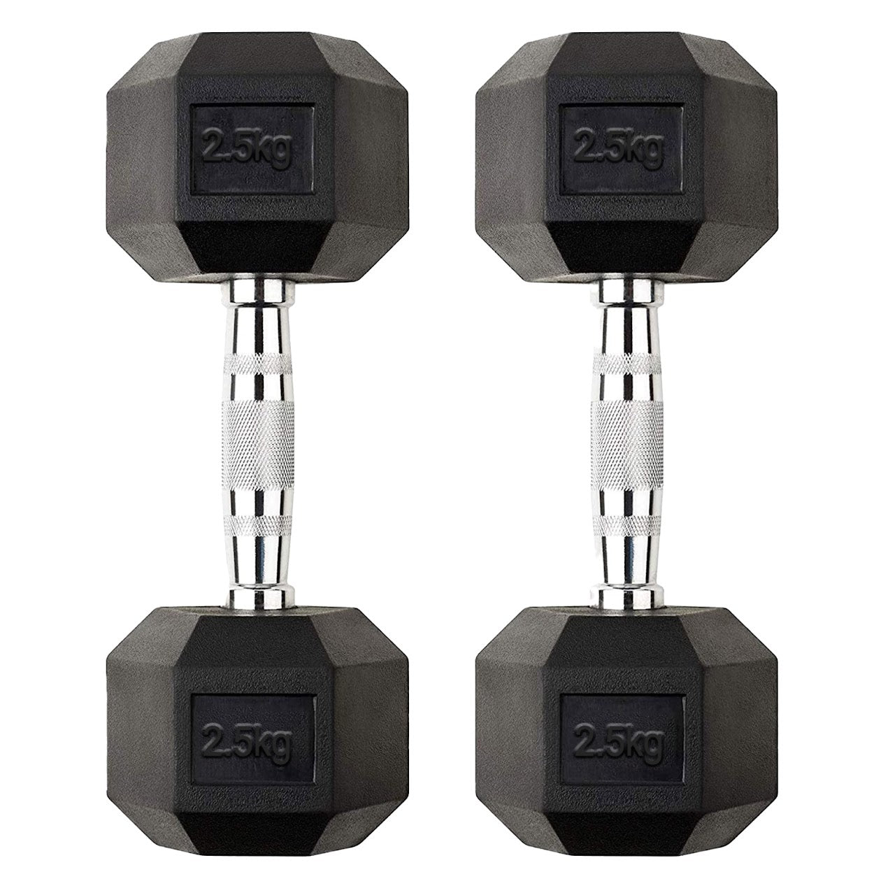 Hex Dumbbells 2.5kg–60kg Pairs & Sets – Rubber-Coated Anti-Roll Weights with Knurled Steel Grip – Strength Training Dumbbell Set for Home Gym or Studio