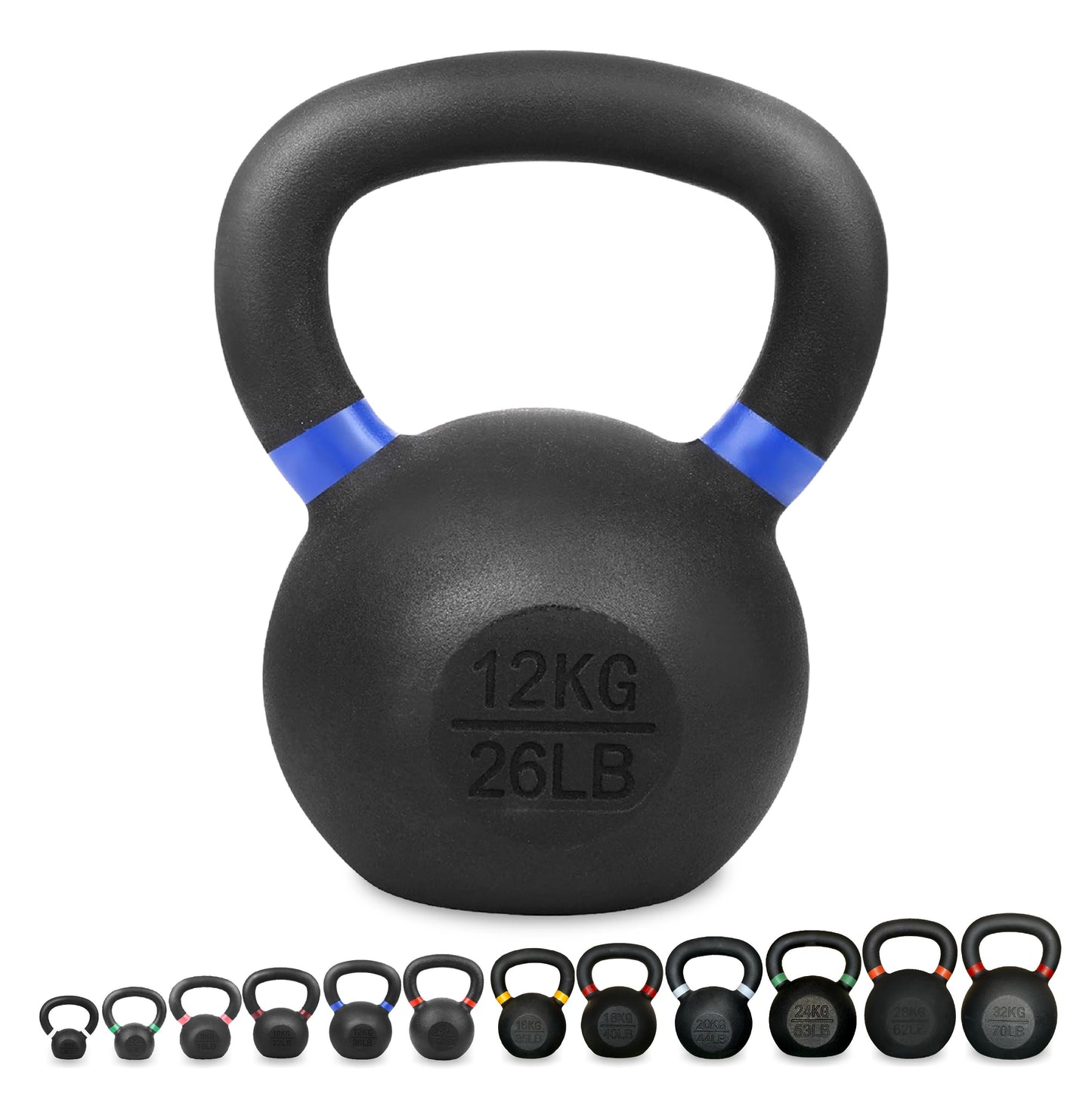 Heavy Duty Cast Iron Kettlebells – Durable Black Finish, Ergonomic Handle Strength Training Weights for Home Gym