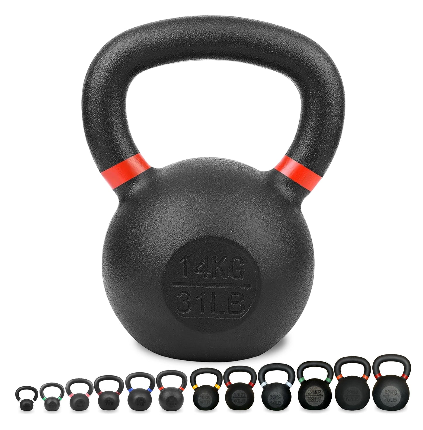 Heavy Duty Cast Iron Kettlebells – Durable Black Finish, Ergonomic Handle Strength Training Weights for Home Gym