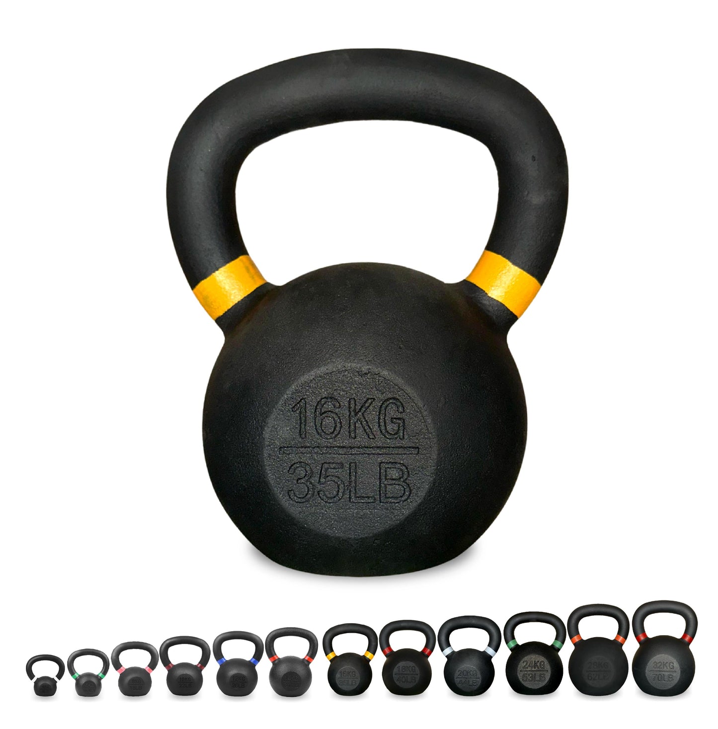 Heavy Duty Cast Iron Kettlebells – Durable Black Finish, Ergonomic Handle Strength Training Weights for Home Gym