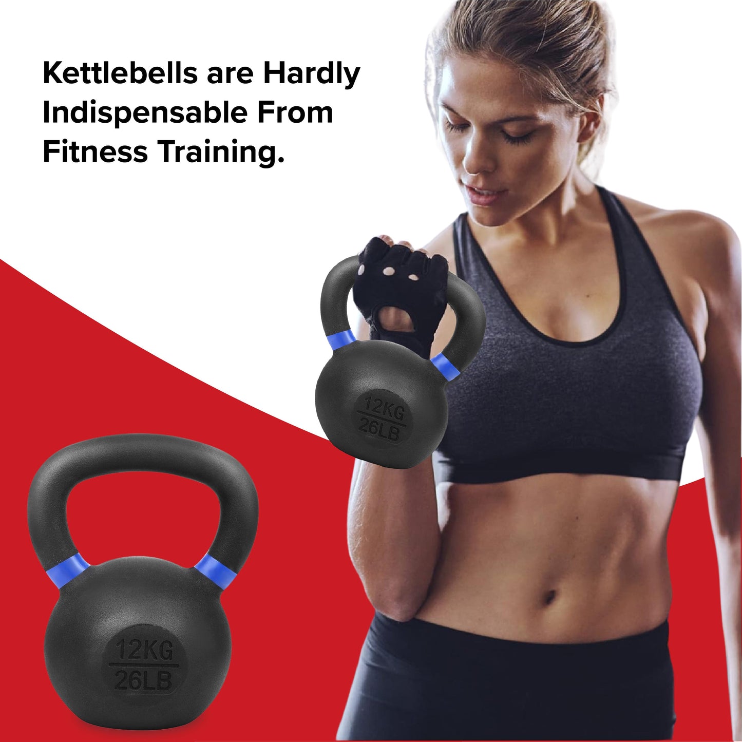 Heavy Duty Cast Iron Kettlebells – Durable Black Finish, Ergonomic Handle Strength Training Weights for Home Gym