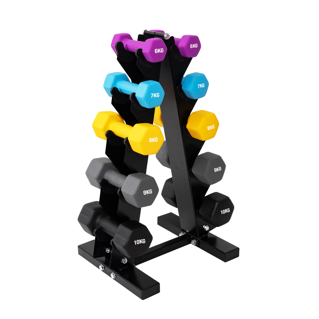 Compact Neoprene Dumbbell Tree Rack – 3-Tier & 5-Tier Vertical Weight Stand for Space-Saving, Stable Storage in Home & Commercial Gyms