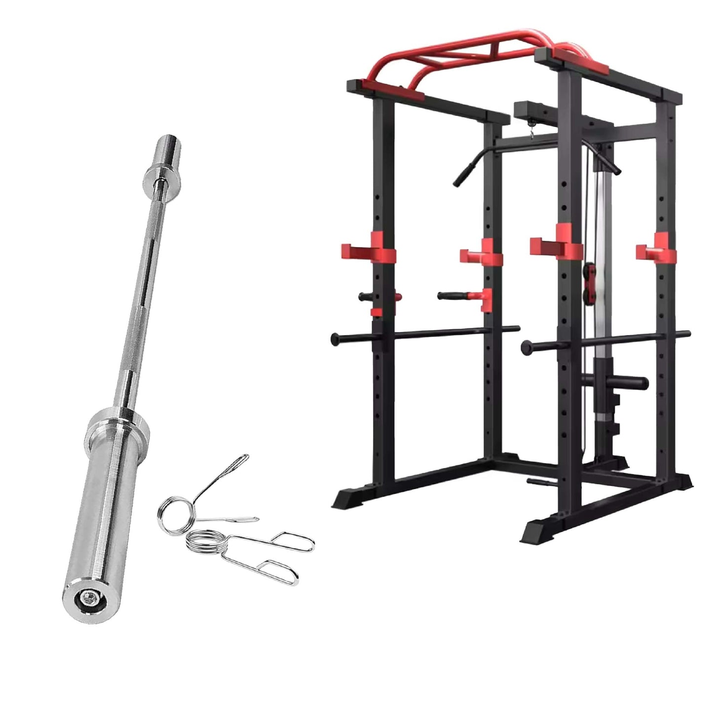 Heavy Duty Power Multi Cage with Pulley System – Adjustable Strength Training Rack with Pull-Up Bar, Safety Arms & Cable Attachments for Full-Body Workouts