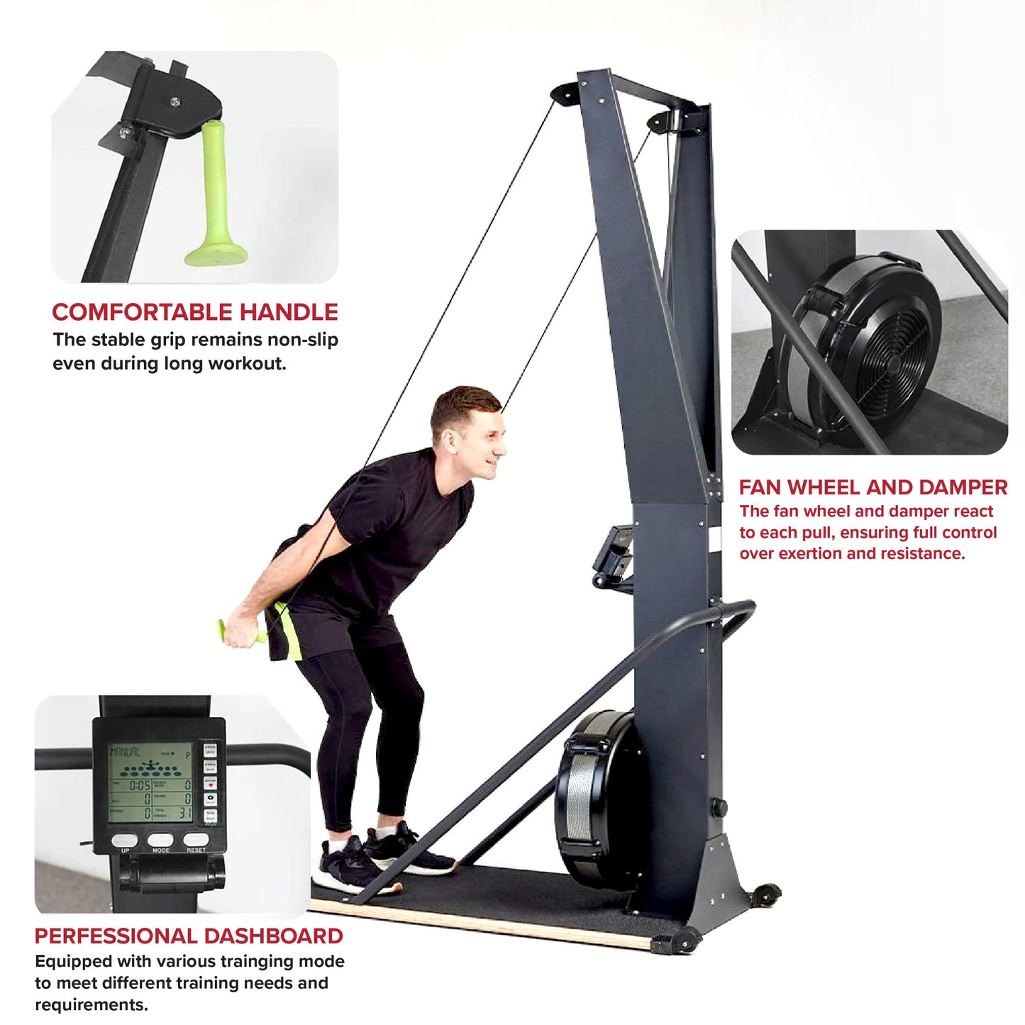 Indoor Ski Exercise Machine – Full-Body Nordic Trainer with LED Display | Adjustable Resistance for High-Intensity Cardio, Strength & Endurance Home Workouts