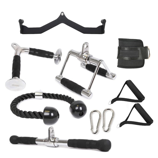 Complete Cable Machine Attachment Sets for Full Body Workouts – Includes Tricep, Row, Lat, Ankle, and Grip Tools for Upper & Lower Body Muscle Targeting and Isolation