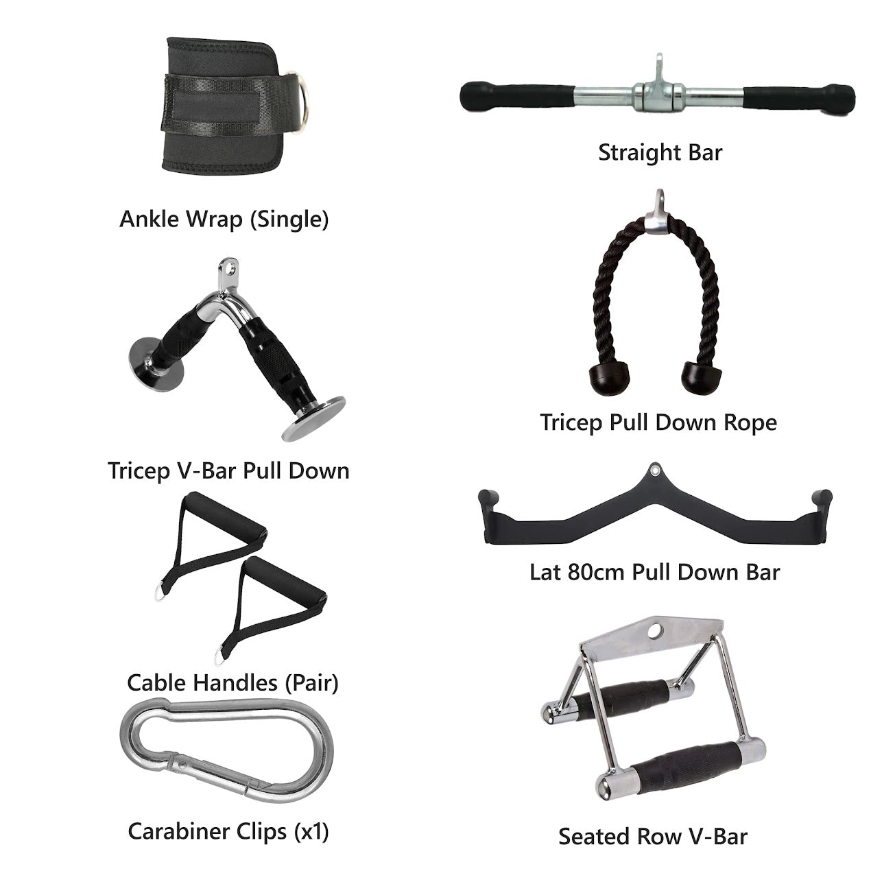 Complete Cable Machine Attachment Sets for Full Body Workouts – Includes Tricep, Row, Lat, Ankle, and Grip Tools for Upper & Lower Body Muscle Targeting and Isolation