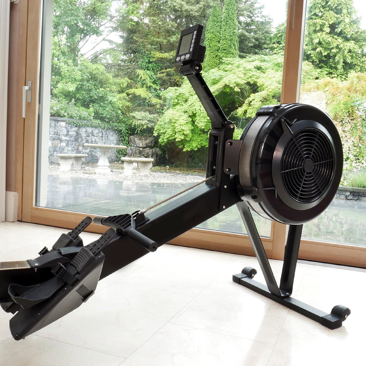 Adjustable Air‑Resistance Rowing Machine, Aluminum Frame & Silent Glide for Home Gym