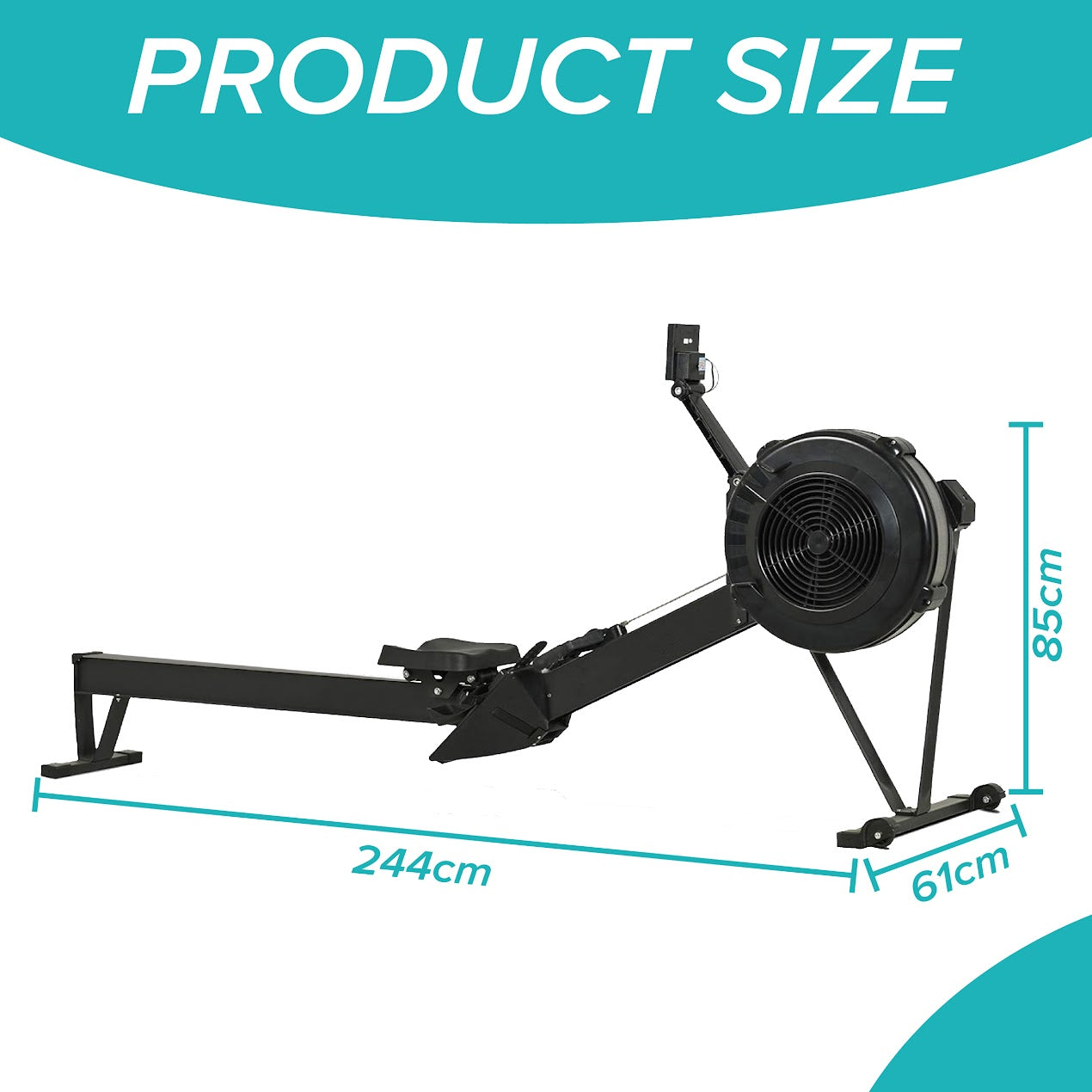Adjustable Air‑Resistance Rowing Machine, Aluminum Frame & Silent Glide for Home Gym