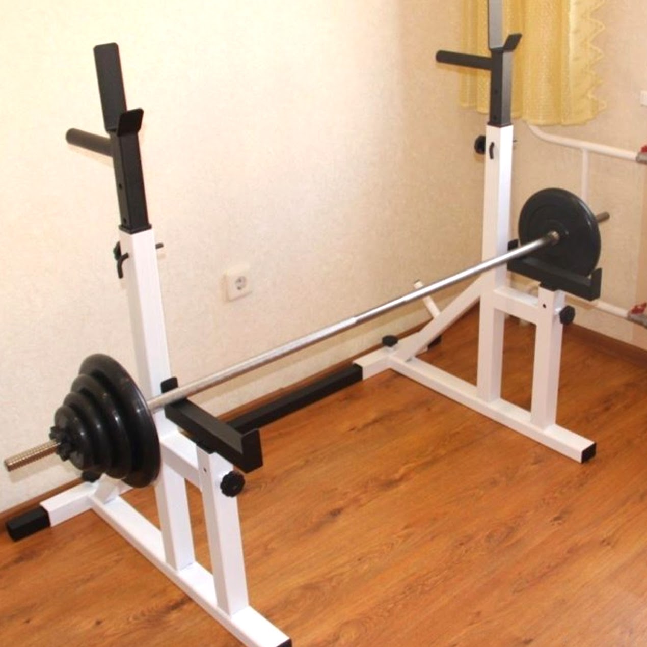Heavy Duty Adjustable Squat & Bench Press Rack 2.0 – Steel, Gunmetal Finish, Dip Handles, High-Capacity Strength Training for Home Gym